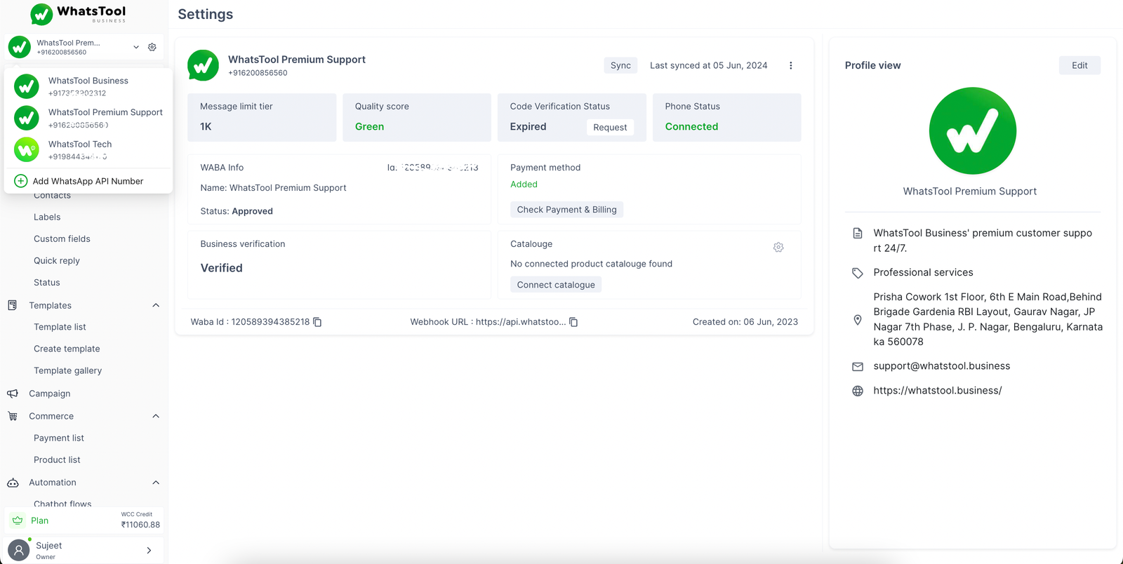Multiple WhatsApp Account Feature - WhatsApp Business API