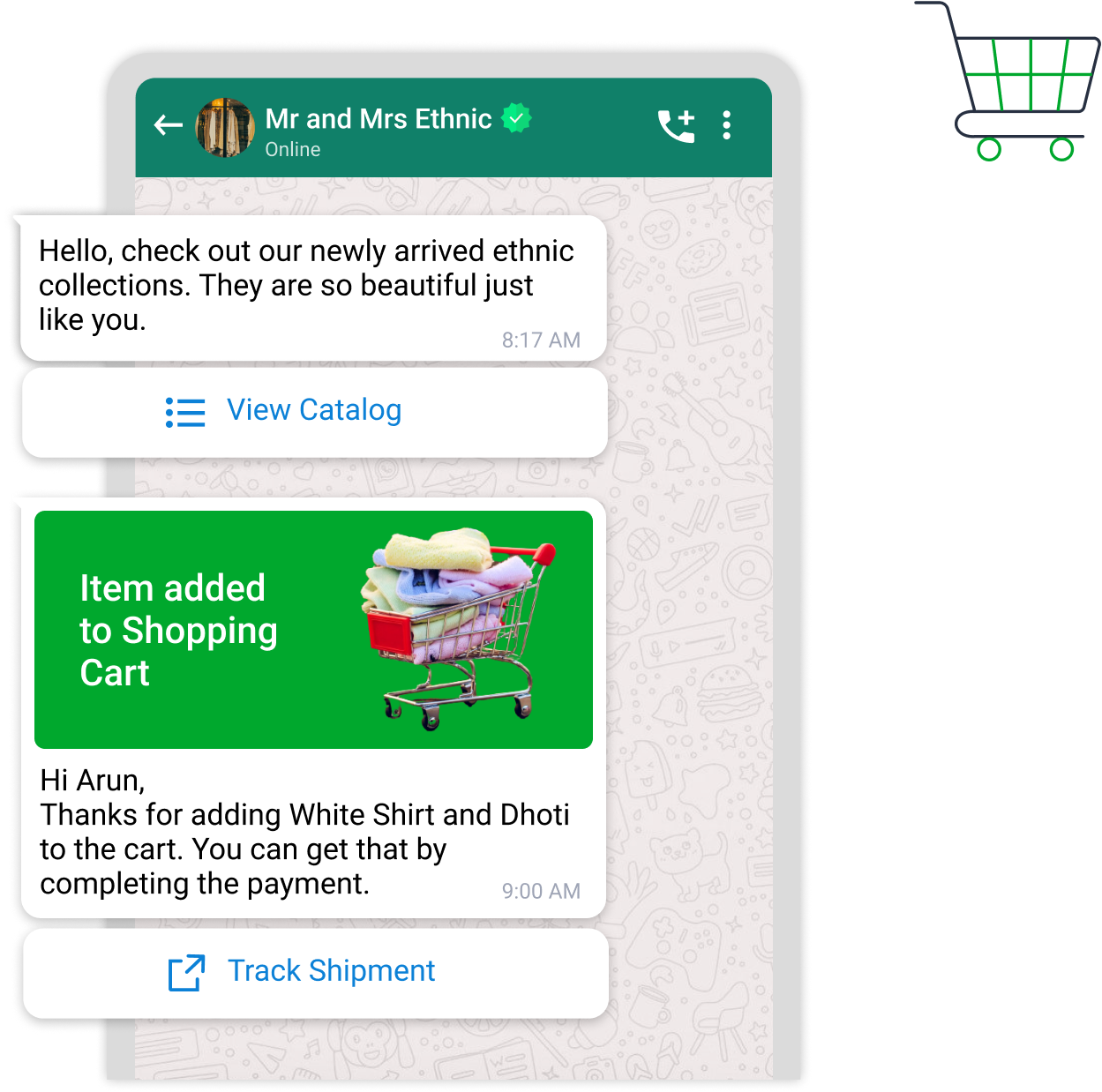 Taking order while chatting and sending in cart Increased Sales